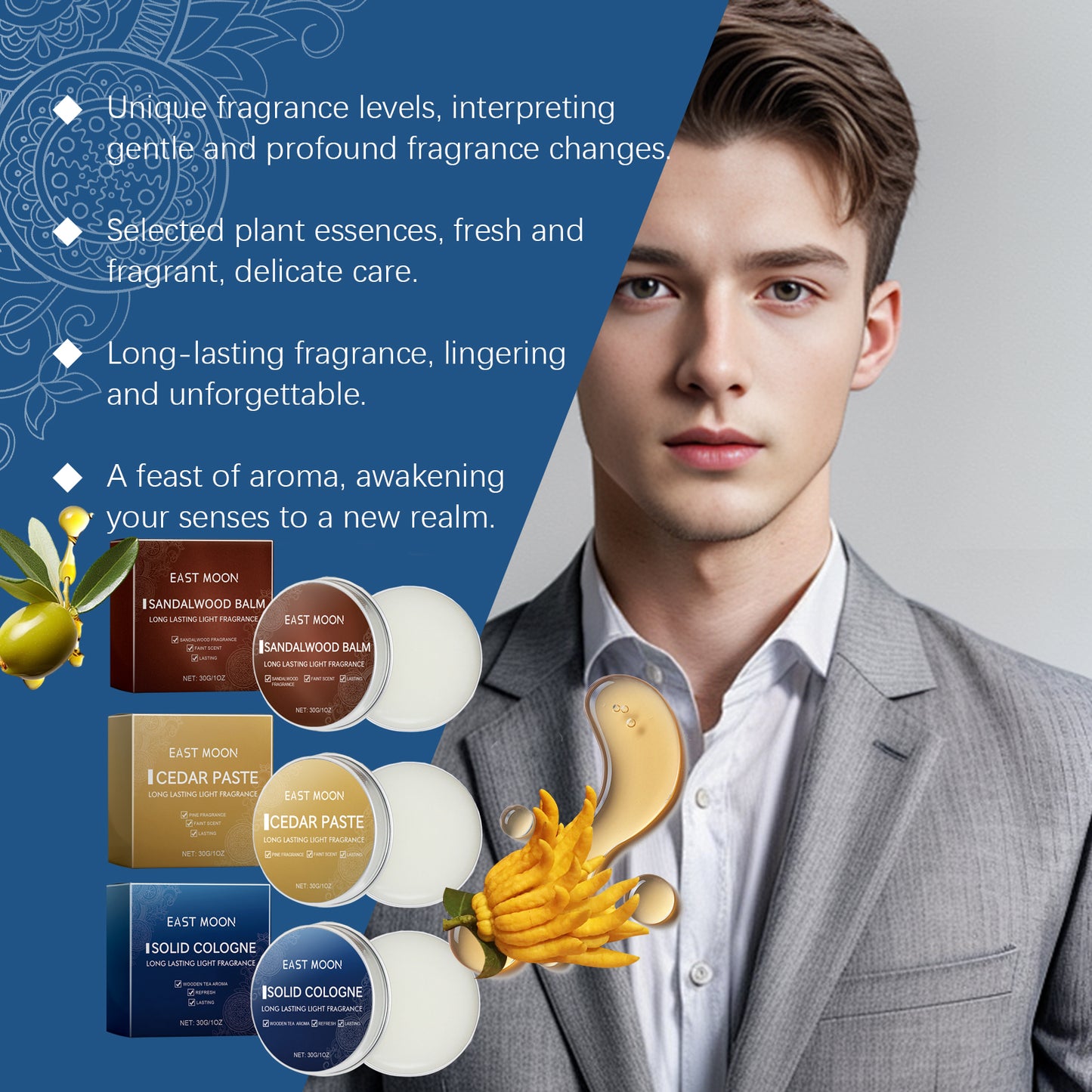 East Moon Solid Cologne (Amber & Tea) ā Pocket Fragrance for the Modern Man