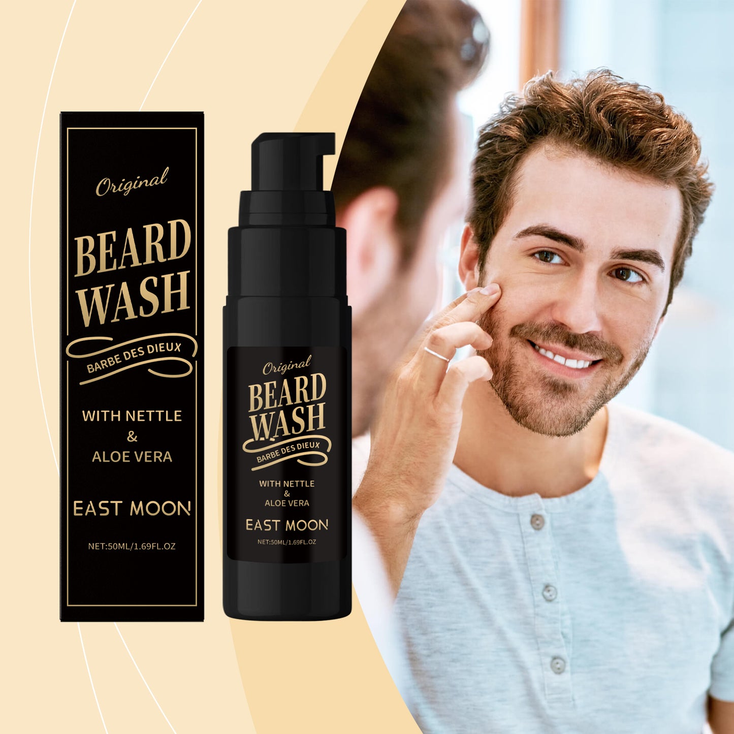 East Moon Beard Wash (Aloe & Nettle) โ Natural Hydrating Cleanser for Modern Men
