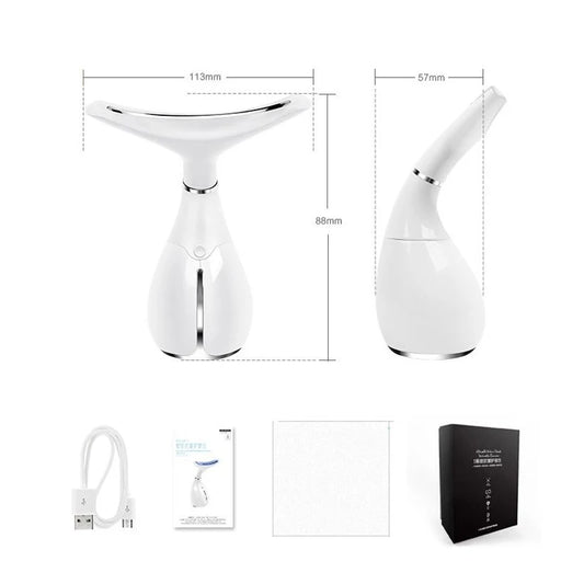 LED Photon Therapy Neck and Face Lifting Massager Vibration Skin Tighten Reduce Double Chin Anti-Wrinkle Remove Device