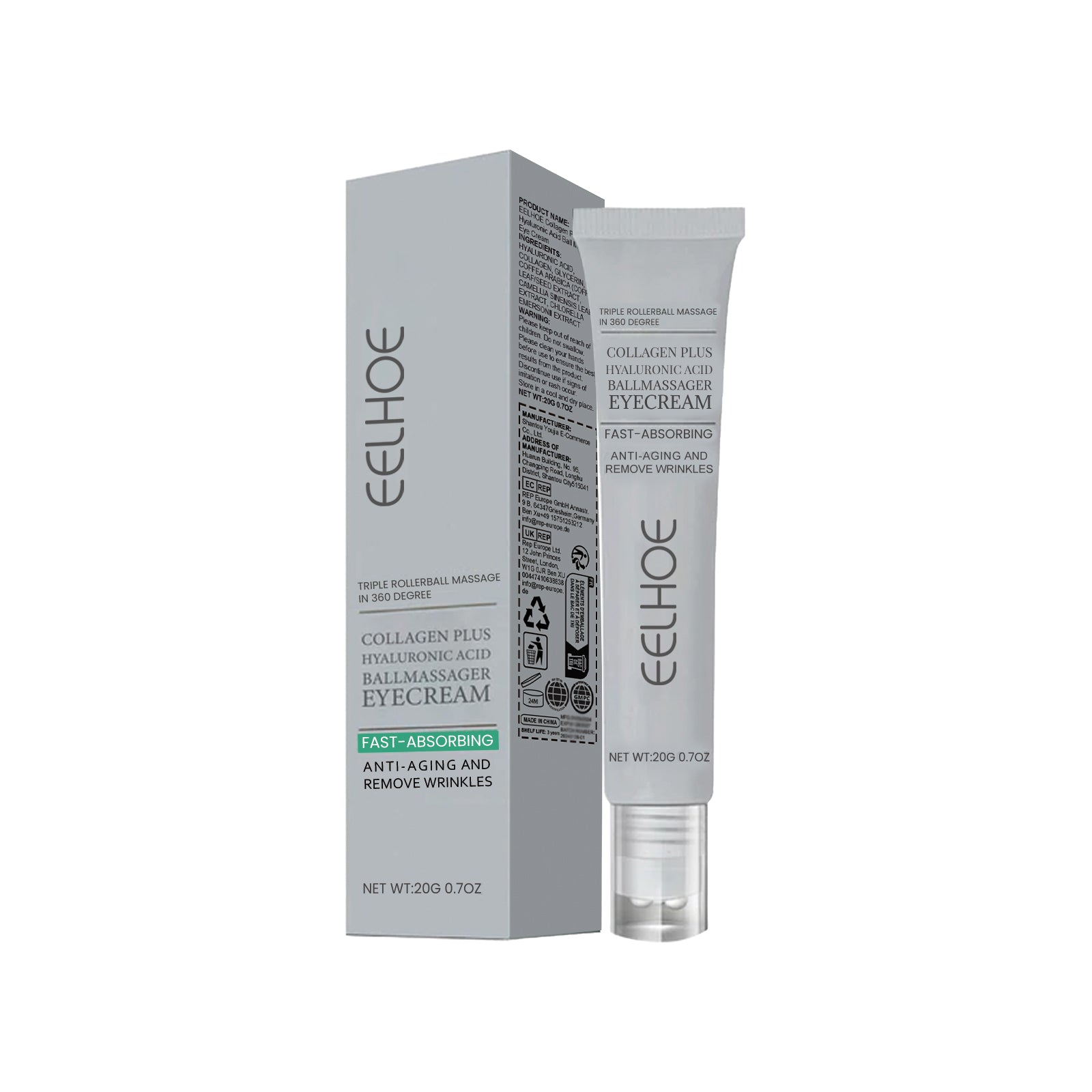 EELHOE Collagen Hyaluronic Acid Massager Eye Cream For Fine Lines And Delicate Skin Care Eye Cream