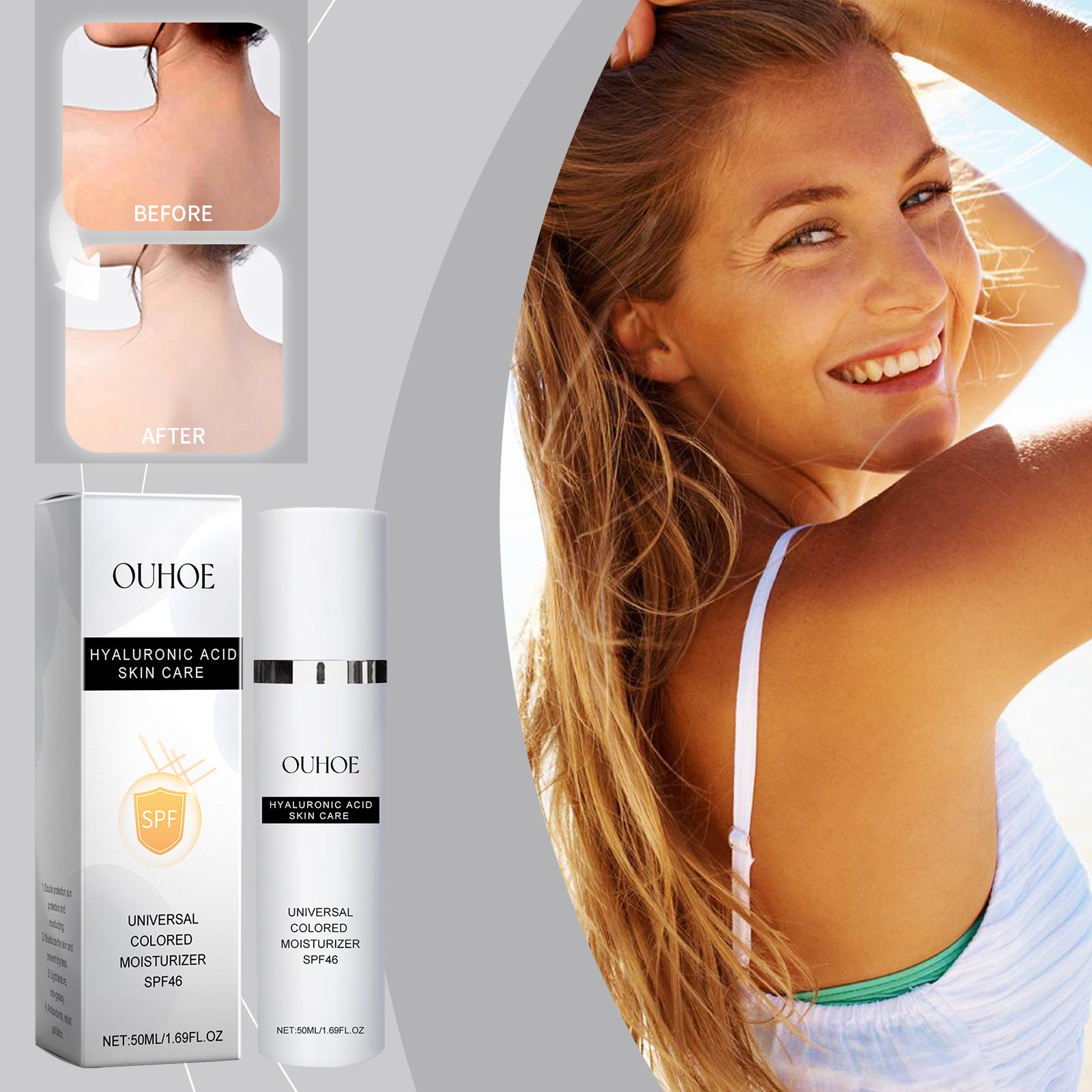 Hyaluronic Acid Skin Care, Outdoor Uv Protection Multi-Functional Isolation Skin Gentle Moisturizing Protective Cream